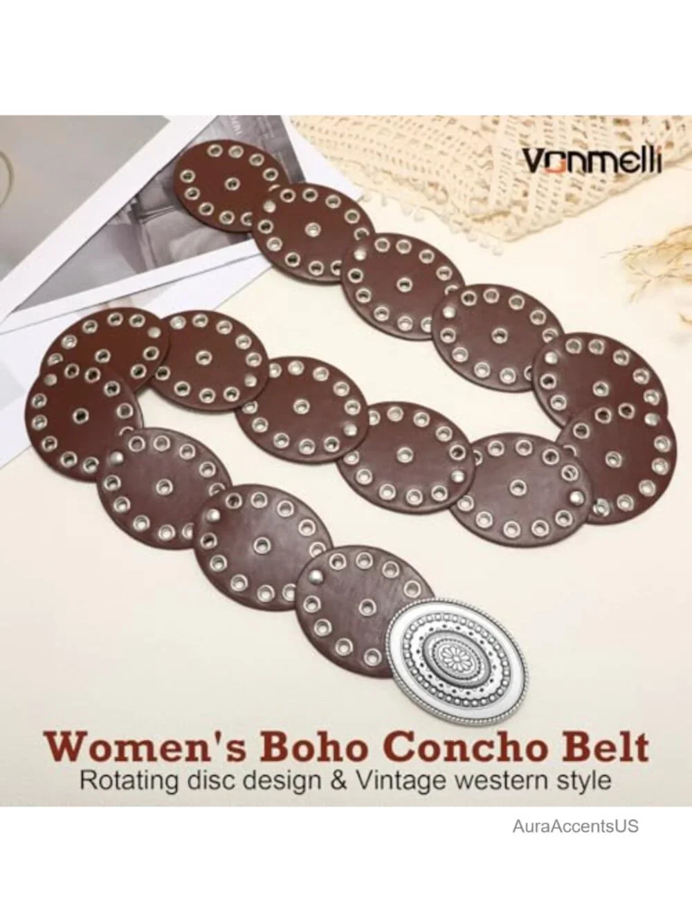 Vintage Boho Disc Belt Cowgirl Concho Wide Waist Belt for Concert Outfits